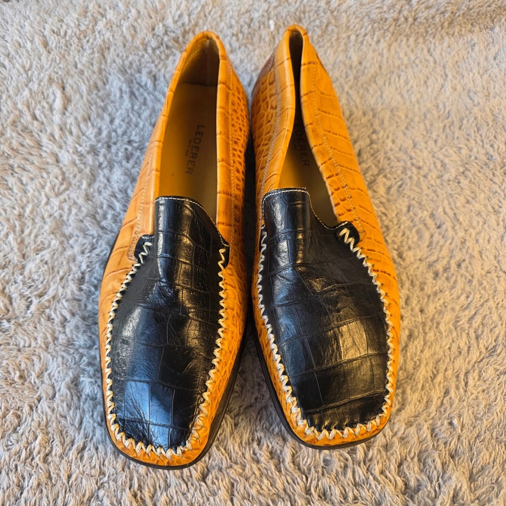 VTG‎ Lederer Vintage Crocodile Embossed Leather Loafers Womens - EU 38 US 7